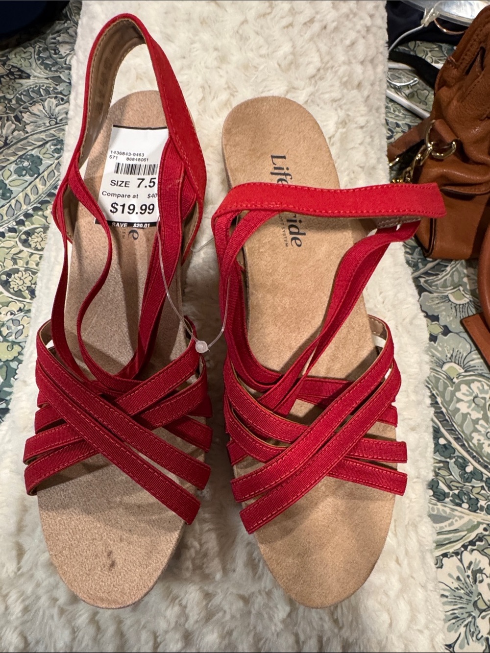 Life Stride Red Crisscross Slingback Sandals - Women's